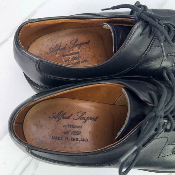 Alfred Sargent Mens US 7 Black Leather Split Toe Lace Up Dress England Made main image 9